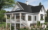 Color version 1 - Rear - A-Frame cottage house plan, 2 bedrooms + loft, cathedral ceiling, walkout basement - Vistas 2