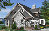 front - BASE MODEL - The Touchstone Home Plan: Mountain style cottage home design, 3 beds, mezzanine, fireplace - The Touchstone