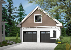 Color version 1 - Front - Two-story garage plan with a versatile bonus loft—enhance your space in style! - The Double Glide 1