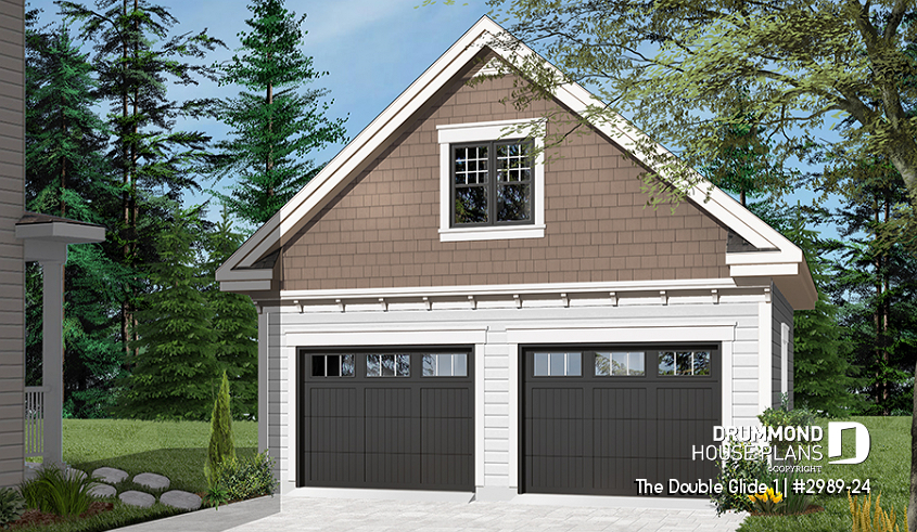 Color version 1 - Front - Two-story garage plan with a versatile bonus loft—enhance your space in style! - The Double Glide 1