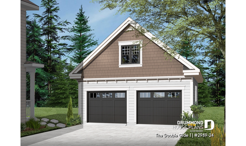 front - BASE MODEL - Two-story garage plan with a versatile bonus loft—enhance your space in style! - The Double Glide 1