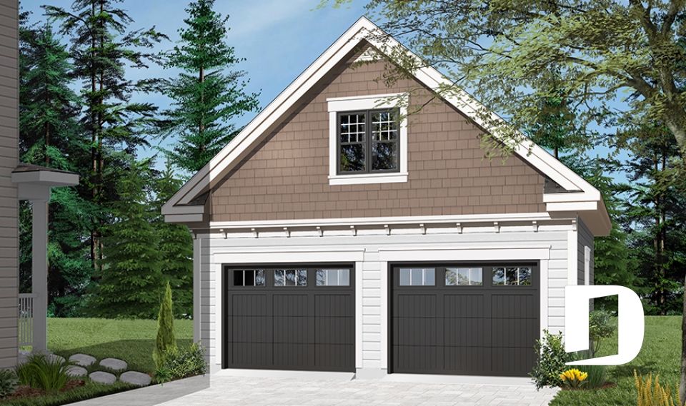 front - BASE MODEL - Two-story garage plan with a versatile bonus loft—enhance your space in style! - The Double Glide 1