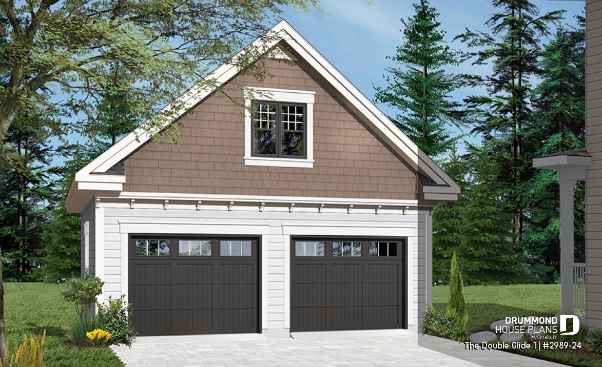front - BASE MODEL - Two-story garage plan with a versatile bonus loft—enhance your space in style! - The Double Glide 1