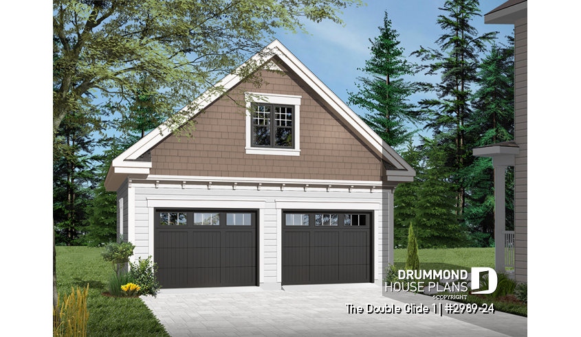 front - BASE MODEL - Two-story garage plan with a versatile bonus loft—enhance your space in style! - The Double Glide 1
