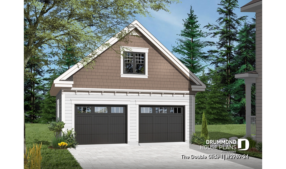 front - BASE MODEL - Two-story garage plan with a versatile bonus loft—enhance your space in style! - The Double Glide 1