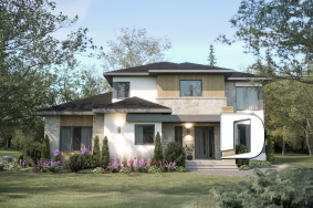 front - BASE MODEL - Contemporary two-story multi-generational plan combining style, comfort and family living - Linea