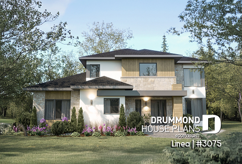 front - BASE MODEL - Contemporary two-story multi-generational plan combining style, comfort and family living - Linea
