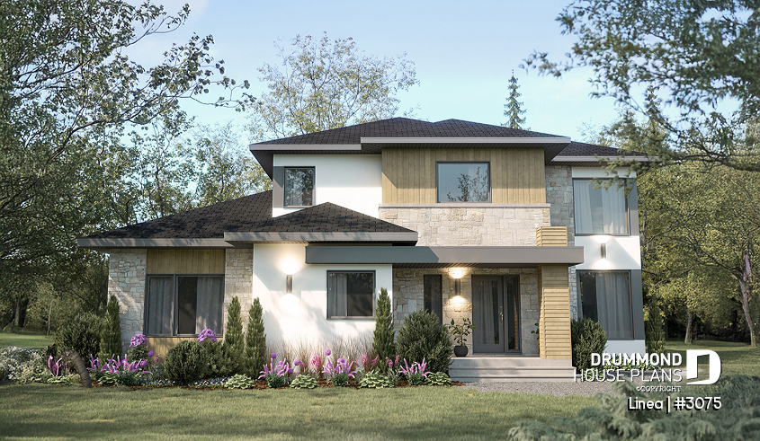 front - BASE MODEL - Contemporary two-story multi-generational plan combining style, comfort and family living - Linea