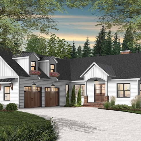front - BASE MODEL - 3 to 4 bedroom country ranch, garage, master suite with private terrace, huge covered balcony, 2 family rooms - Millport 2