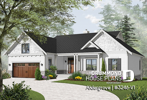 Color version 7 - Front - Spectacular Modern Craftsman house plan with walkout basement, 4-5 bedroom, perfect lakefront home plan - Aldergrove