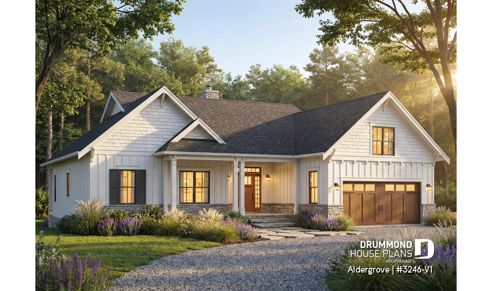 front - BASE MODEL - Modern Craftsman house plan, main floor master suite, perfect lakefront home plan - Aldergrove