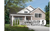 Color version 5 - Front - Craftsman style home plan, 3 to 4 beds, master suite on main floor, open floor plan, two car garage - Briardale