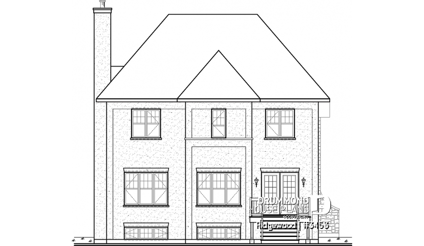 rear elevation of house plan 3453 rear elevation - Ridgewood