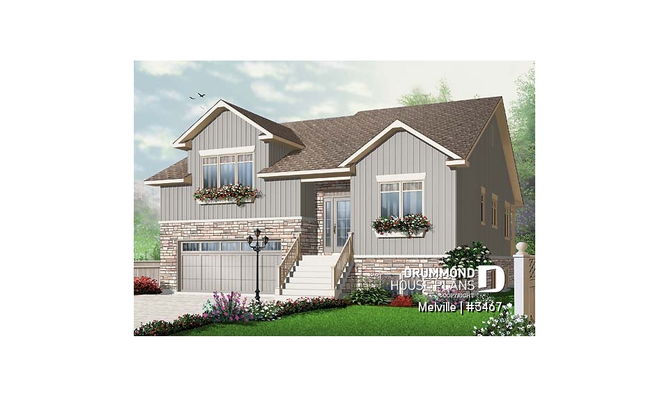 front - BASE MODEL - 3 bedroom home plan with double garage and home office, fabulous master suite! - Melville