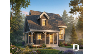 front - BASE MODEL - Affordable first home, Country style house plan, covered porch, fireplace, open floor plan - Lamarche