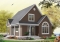 front - BASE MODEL - Affordable country cottage house plan, 2 to 3 bedrooms or home office, mezzanine, covered balcony - Celeste 