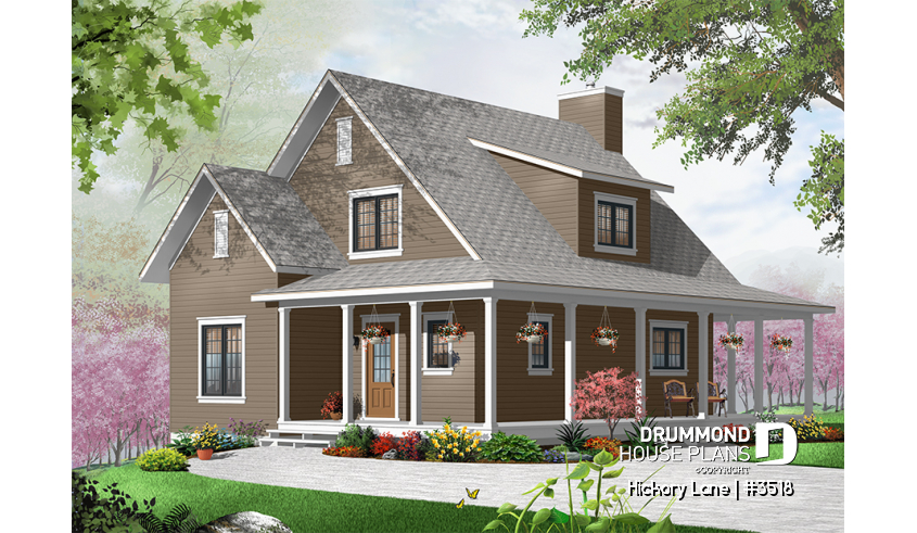 Color version 2 - Front of house plan 3518 Color version 2 - Front - Hickory Lane