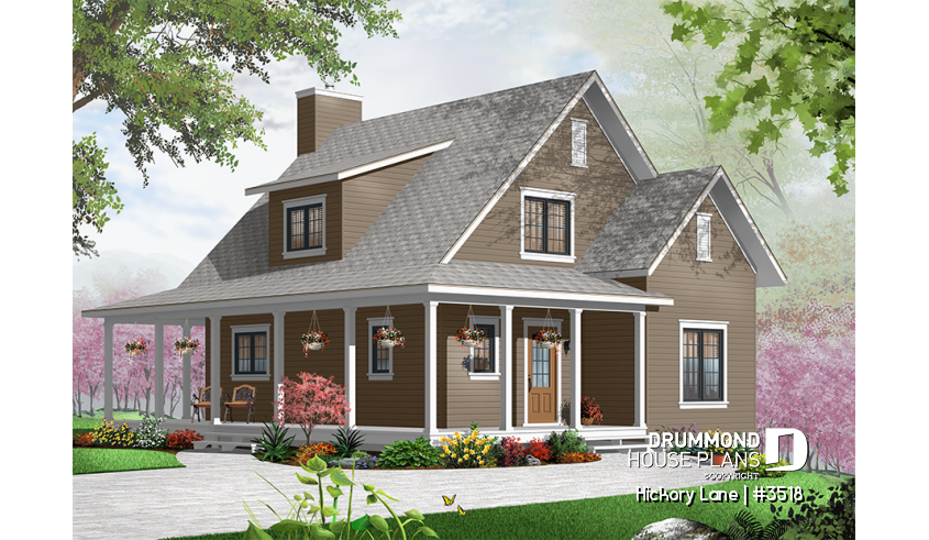 Color version 2 - Front of house plan 3518 Color version 2 - Front - Hickory Lane