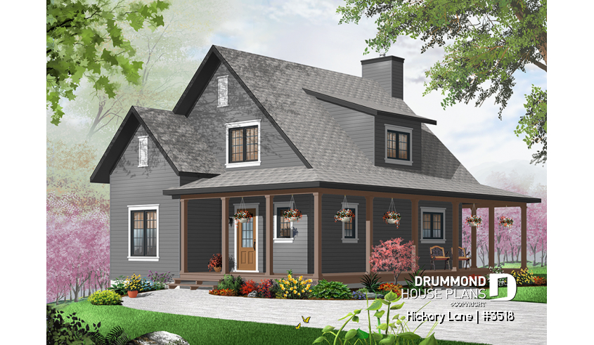 Color version 4 - Front of house plan 3518 Color version 4 - Front - Hickory Lane