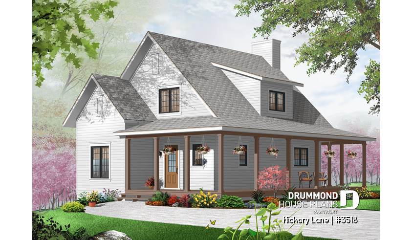 Color version 6 - Front of house plan 3518 Color version 6 - Front - Hickory Lane