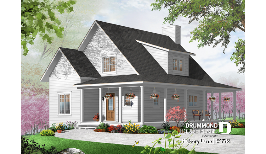 Color version 7 - Front of house plan 3518 Color version 7 - Front - Hickory Lane