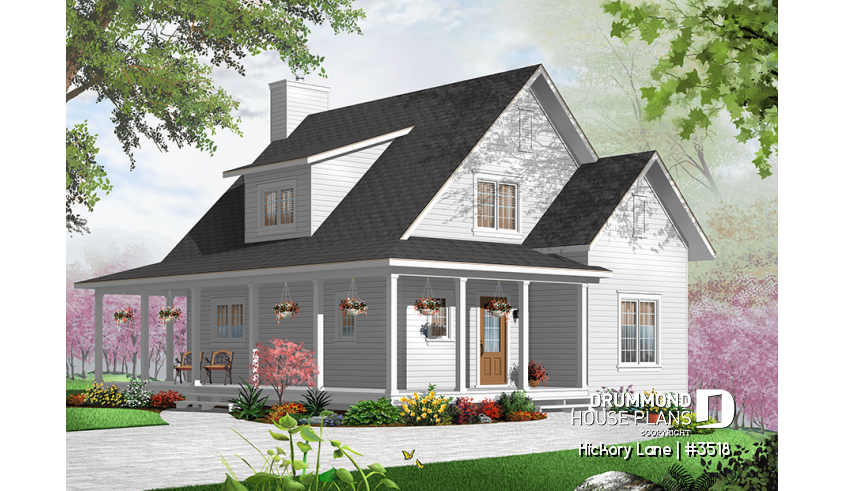 Color version 7 - Front of house plan 3518 Color version 7 - Front - Hickory Lane