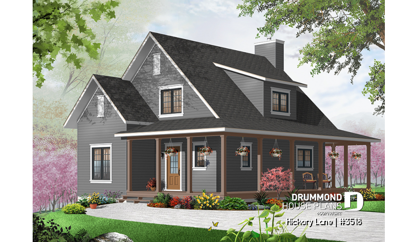 front - BASE MODEL of house plan 3518 front - BASE MODEL - Hickory Lane