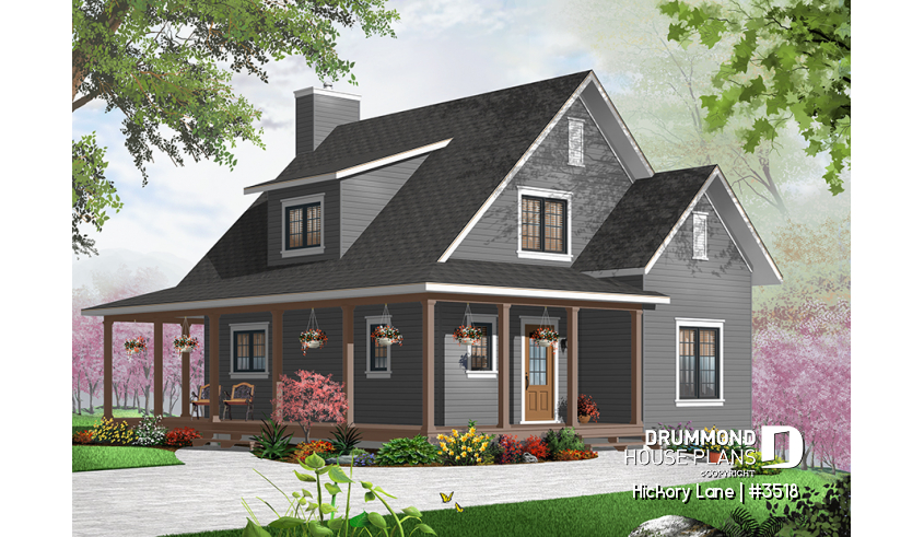 front - BASE MODEL of house plan 3518 front - BASE MODEL - Hickory Lane