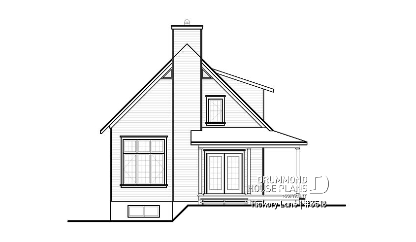 rear elevation of house plan 3518 rear elevation - Hickory Lane