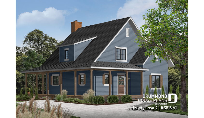 Color version 4 - Front of house plan 3518-V1 Color version 4 - Front - Hickory Lane 2