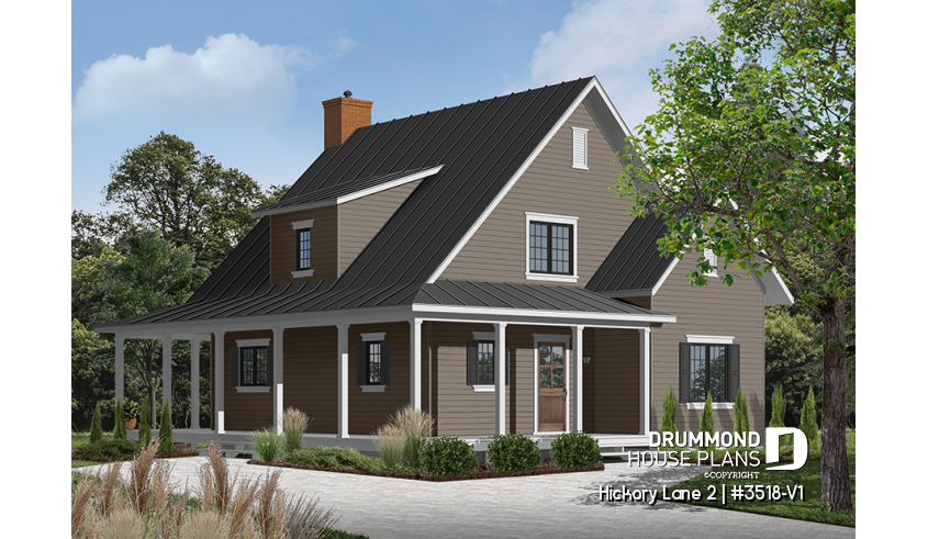 Color version 5 - Front of house plan 3518-V1 Color version 5 - Front - Hickory Lane 2