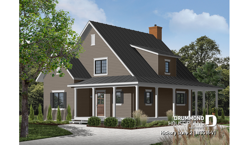 Color version 5 - Front of house plan 3518-V1 Color version 5 - Front - Hickory Lane 2