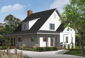 front - BASE MODEL - Beautiful and small new modern cottage home design 4 bedrooms, 2 baths, open floor plan, affordable, fireplace - Hickory Lane 2