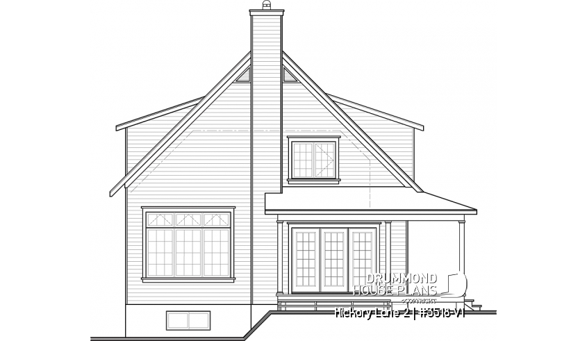 rear elevation of house plan 3518-V1 rear elevation - Hickory Lane 2