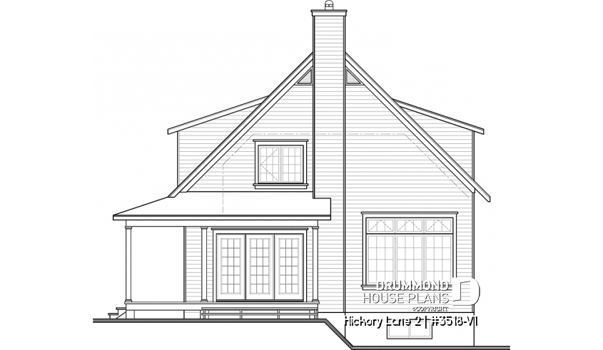 rear elevation of house plan 3518-V1 rear elevation - Hickory Lane 2