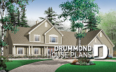front - BASE MODEL - 5 to 6 bedrooms Traditional Bungalow house plan, with 3-car garage and two separate family rooms - Robertsdale