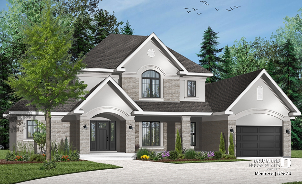 Color version 3 - Front - Beautiful 4 bedrooms ranch style house plan, 2 master suites, 3-car garage, 9' ceiling, formal dining room - Montrose