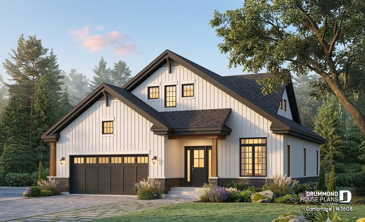 front - BASE MODEL - 4-5 Bedroom barndominium house plan, 2-car garage, laundry and master suite on main floor - Cambridge