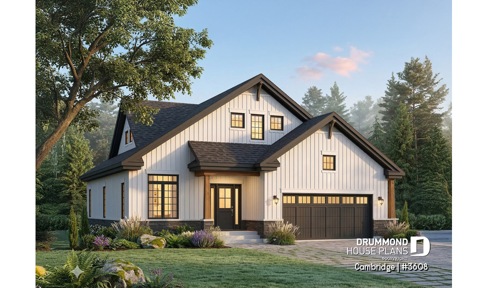 front - BASE MODEL - 4-5 Bedroom barndominium house plan, 2-car garage, laundry and master suite on main floor - Cambridge