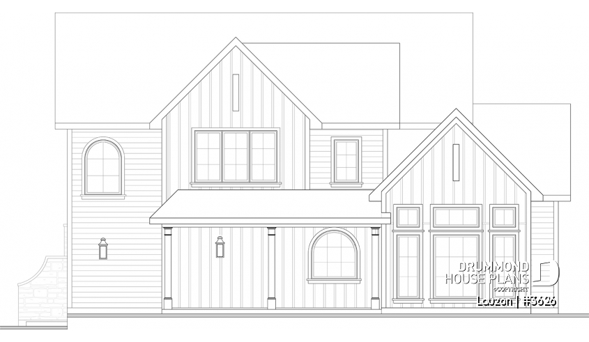rear elevation of house plan 3626 rear elevation - Lauzon
