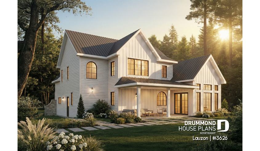 Rear view - BASE MODEL of house plan 3626 Rear view - BASE MODEL - Lauzon