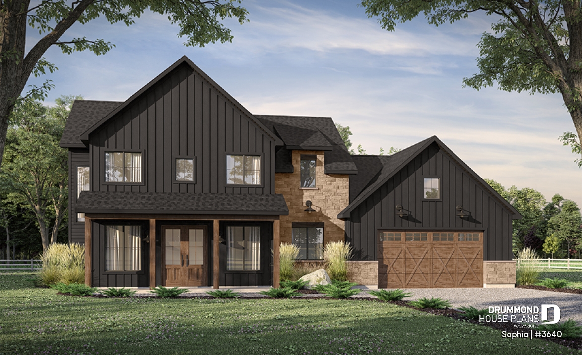 front - BASE MODEL - Two-story country home with double garage, 3 bedrooms and great panoramic view at the back of the house - Sophia