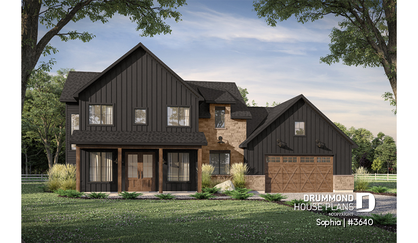 front - BASE MODEL - Two-story country home with double garage, 3 bedrooms and great panoramic view at the back of the house - Sophia