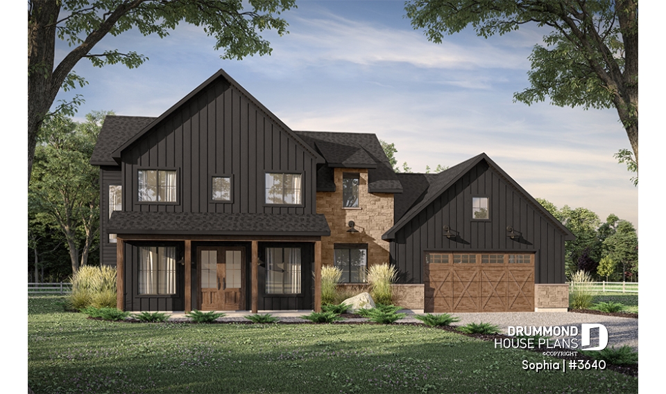 front - BASE MODEL - Two-story country home with double garage, 3 bedrooms and great panoramic view at the back of the house - Sophia