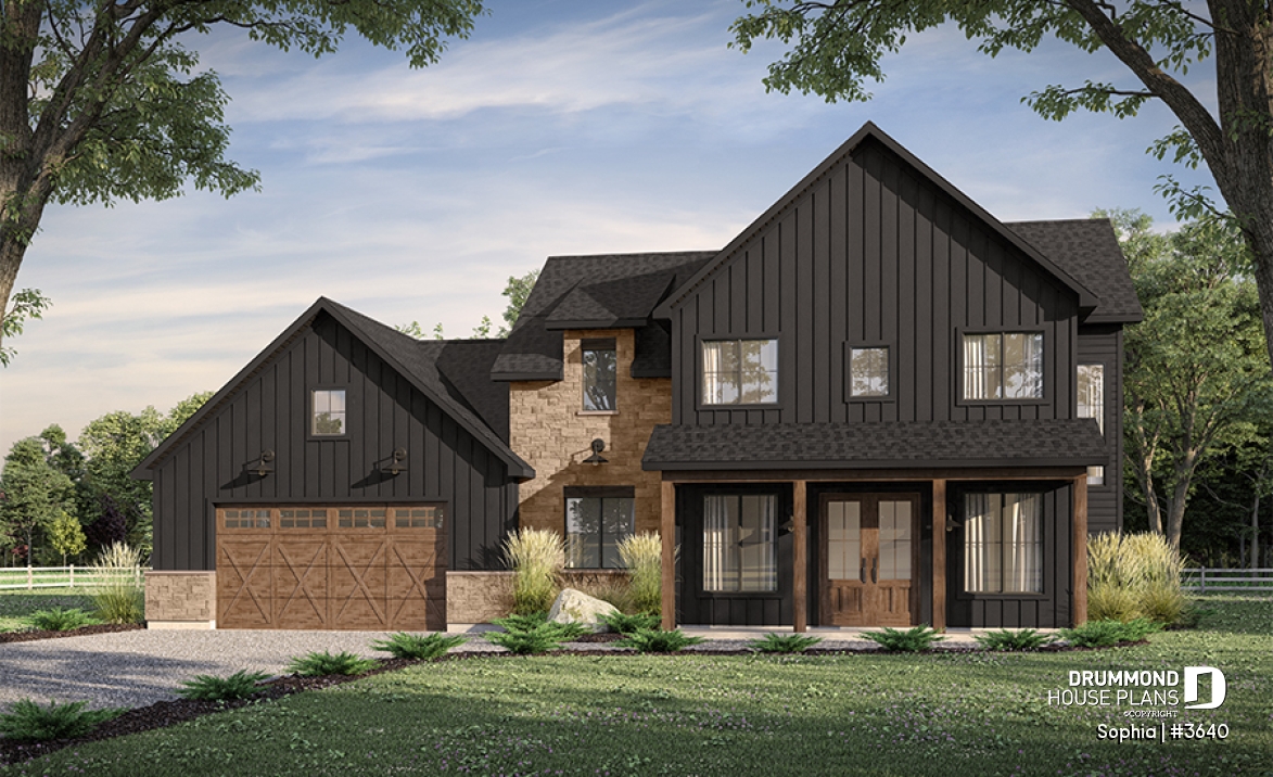 front - BASE MODEL - Two-story country home with double garage, 3 bedrooms and great panoramic view at the back of the house - Sophia