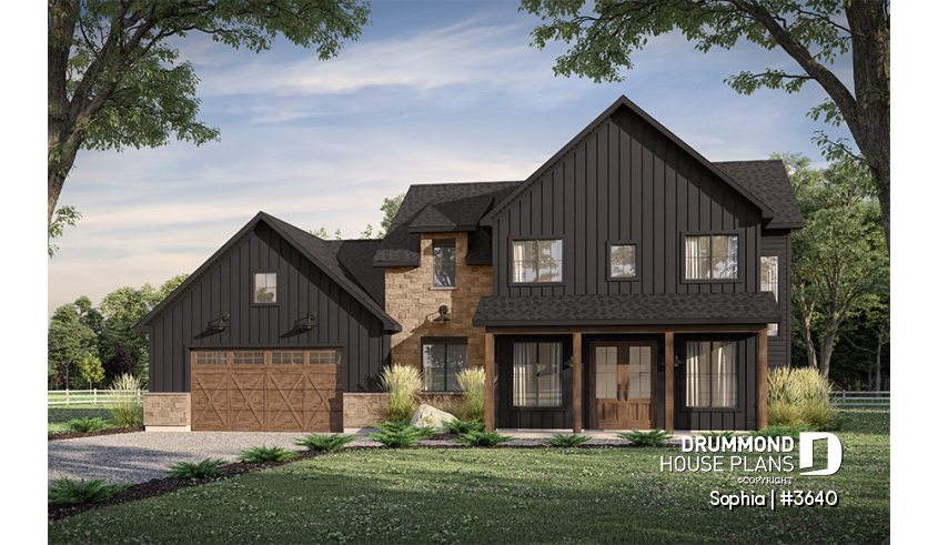 front - BASE MODEL - Two-story country home with double garage, 3 bedrooms and great panoramic view at the back of the house - Sophia