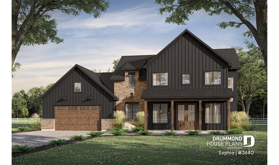 front - BASE MODEL - Two-story country home with double garage, 3 bedrooms and great panoramic view at the back of the house - Sophia