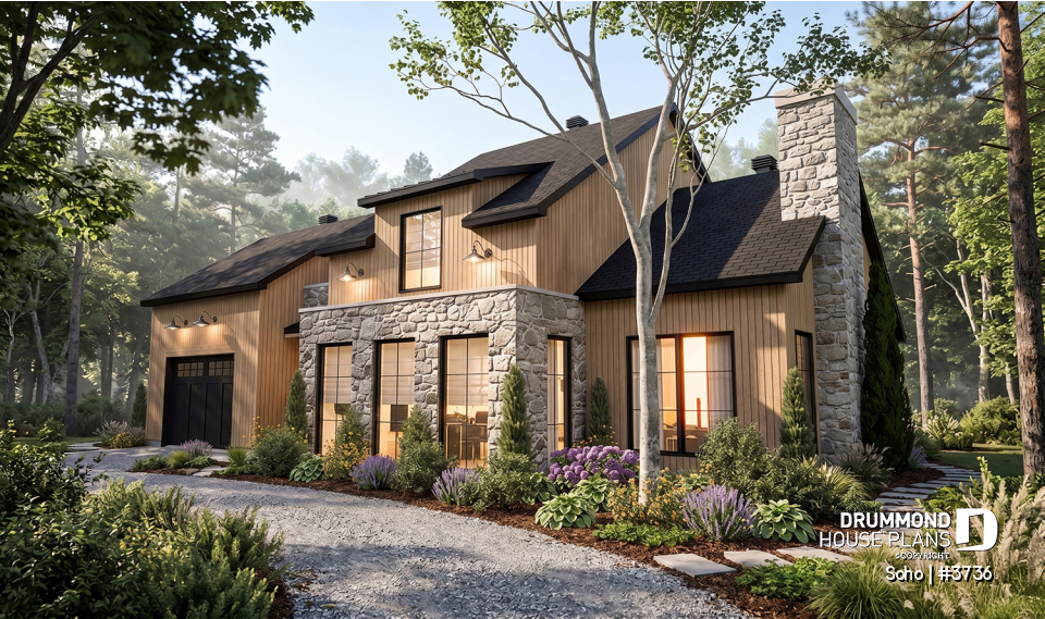 front - BASE MODEL - Transitional style home with master suite on main floor, home office and open floor plan - Soho