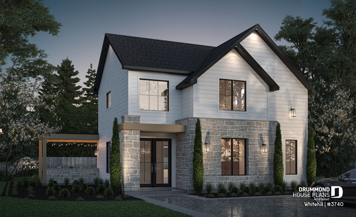 front - BASE MODEL - Two-story Classic style home, open area and games room on the ground floor, 3 bedrooms - Whitehill