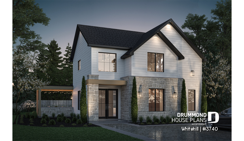 front - BASE MODEL - Two-story Classic style home, open area and games room on the ground floor, 3 bedrooms - Whitehill